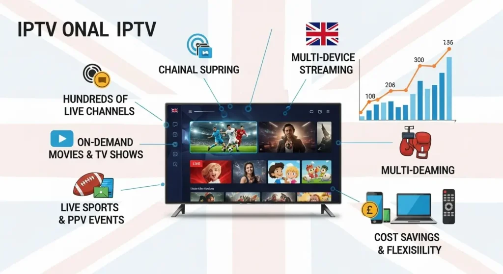 “IPTV subscription services offering live TV, movies, and sports in the UK.”