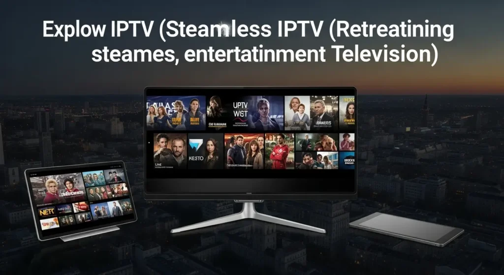 “UK map with connected devices showing IPTV streaming channels.”