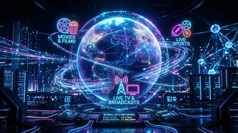 IPTV streaming on smart TV in modern home entertainment setup