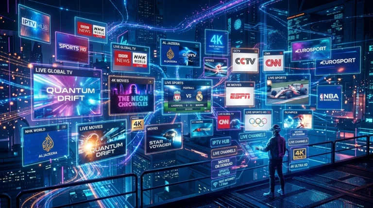 best IPTV UK displayed on smart TV in modern British living room with UK channels