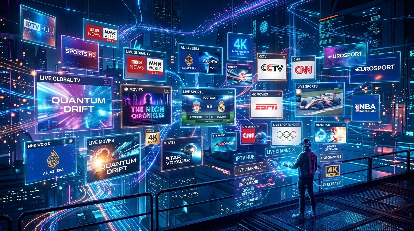 best IPTV UK displayed on smart TV in modern British living room with UK channels