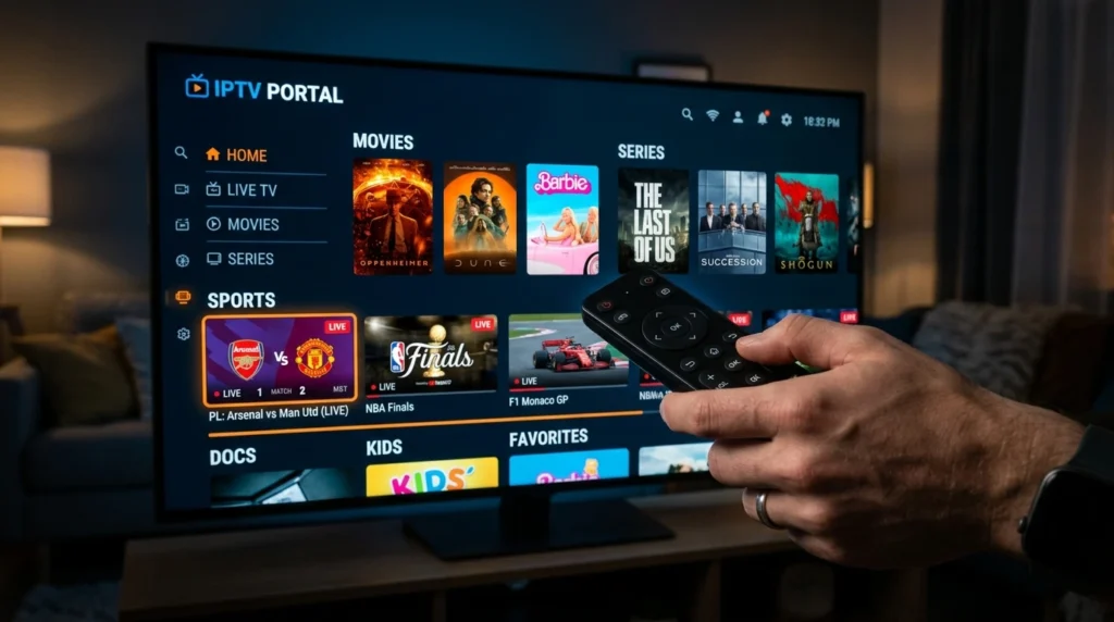 best IPTV UK interface with live channels sports and movies on smart TV