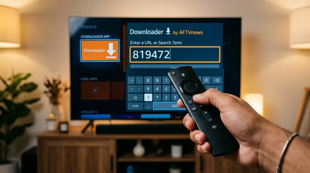 Firestick codes connecting streaming apps in a digital network concept