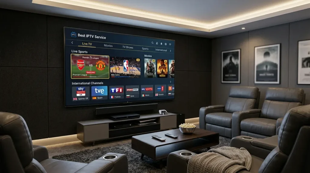 User browsing best UPTV subscription on laptop with multiple channels