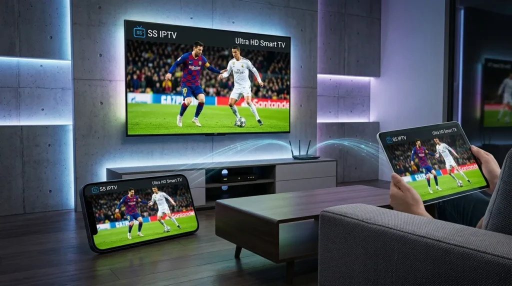 SS IPTV streaming op tv smartphone en tablet met multi device ondersteuning