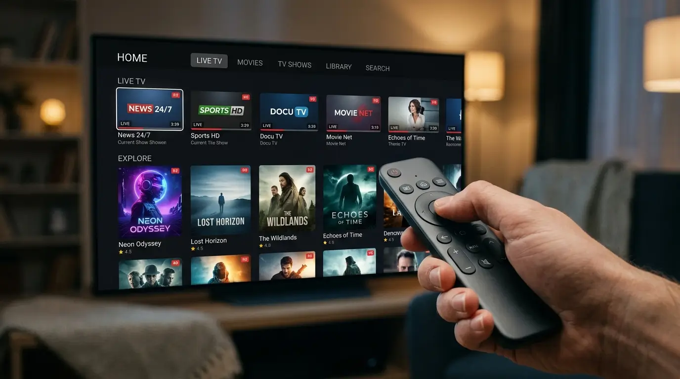 TviMate IPTV app on Smart TV with live TV channels and EPG guide UK