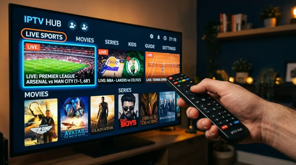 Remote control selecting IPTV subscription channels on television