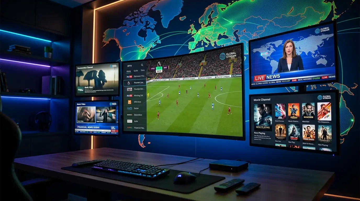 IPTV provider working on smart TV, smartphone, tablet, and laptop devices