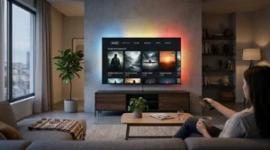 IPTV subscriptions dashboard on smart TV with live TV and movies